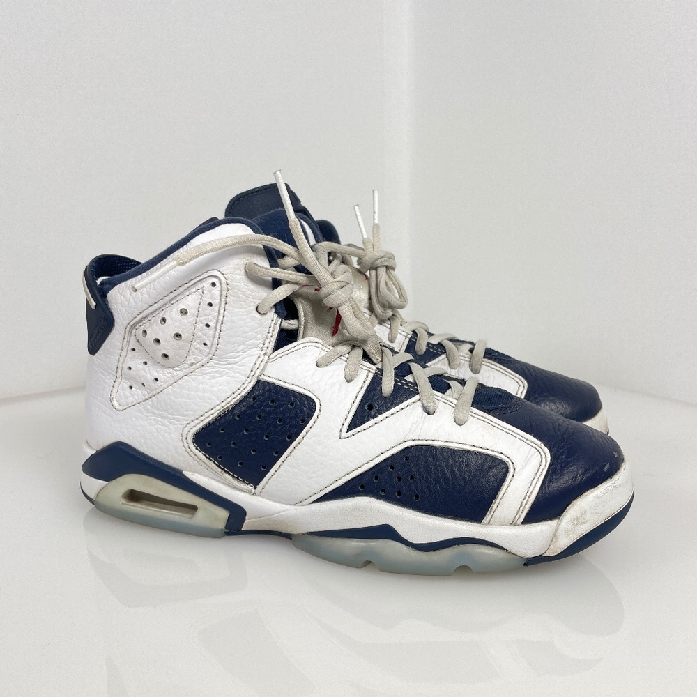 Air Jordan 6 Retro GS 6Y 'Olympic' 2024 Midnight Navy White 384665-164 Sneakers